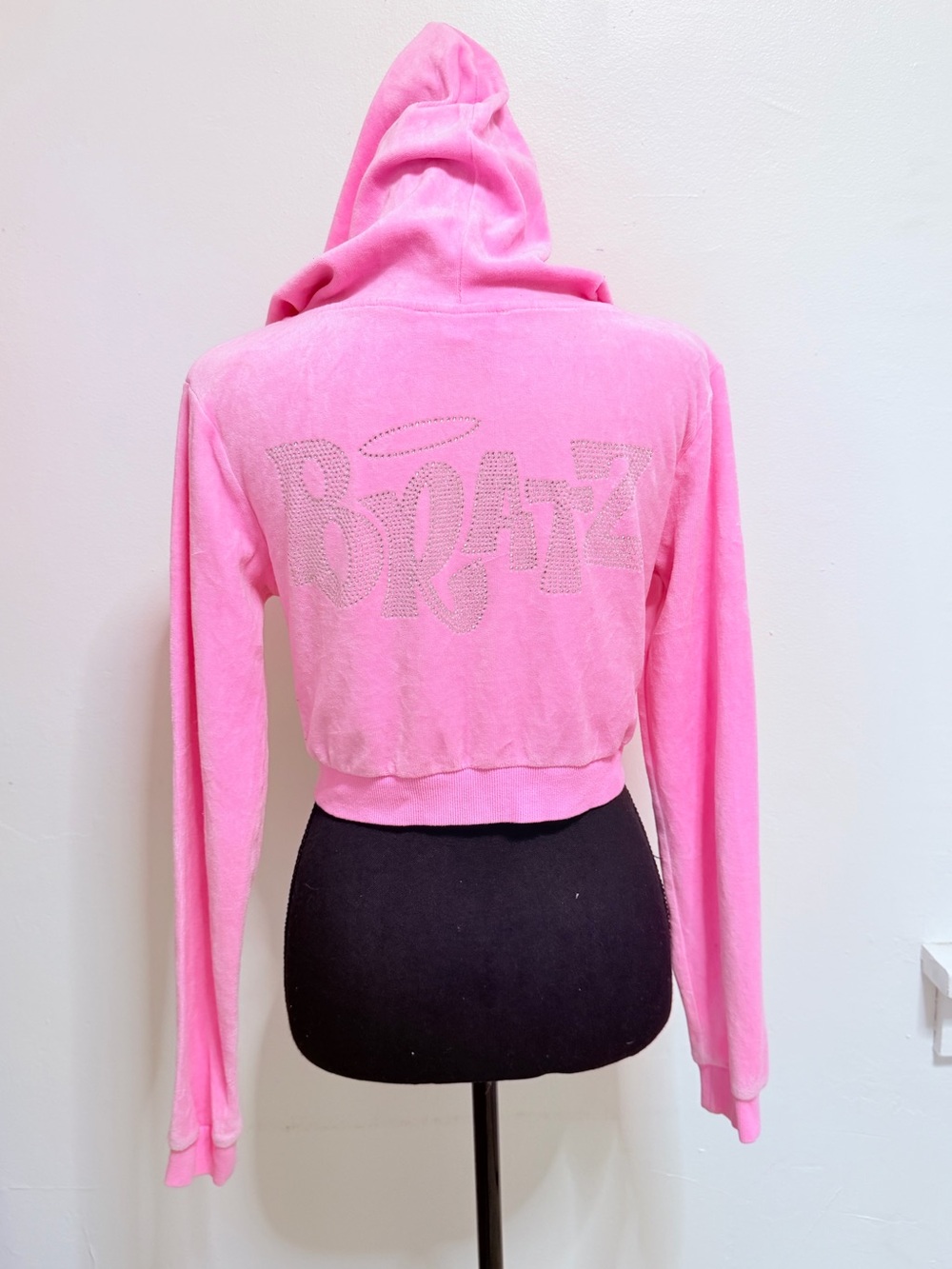 DOLLS KILL BRATZ Pink  Cropped Zip-Up Hoodie for Women medium
